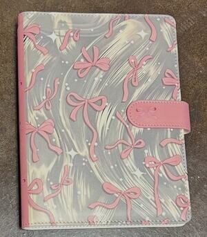 Gray and Pink Coquette Bows size A5 Binder w/ stationery paper